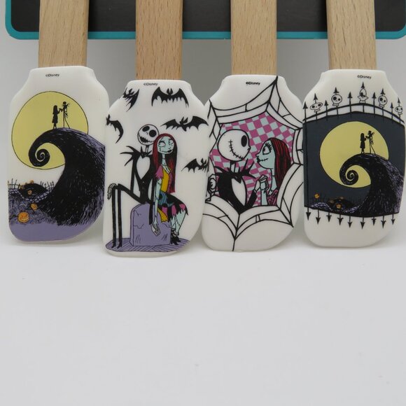Silicone Spatula Nightmare Before Christmas 4 Pack Set Short Wood Handle New - Picture 11 of 12